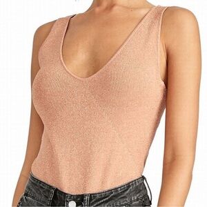 RACHEL RACHEL ROY Pink Rose Gold Metallic Anya Sweater Tank Top XL